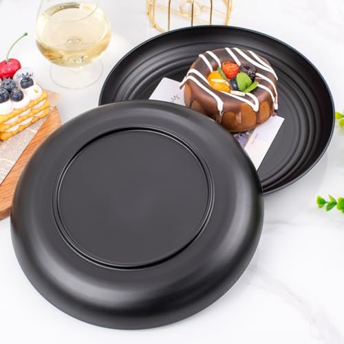 supernal 16pcs Black Wheat Straw Plates,10 inch Unbreakable Dinner Plates,Reusable Plastic Plates,Dishwasher & Microwave Safe,Lightweight Dinnerware Plat Set for Kitchen,Camping - color: Black