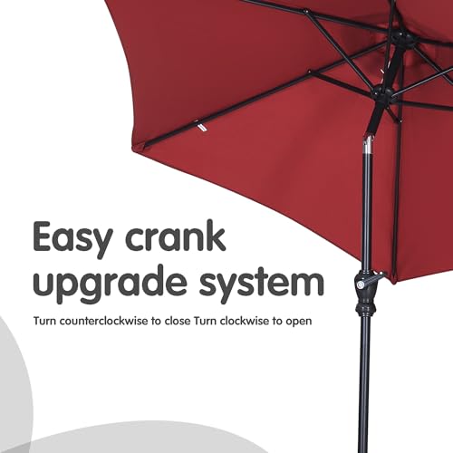 GDY 7.5FT Patio Umbrella Outdoor Table Umbrella,Market Umbrella with 6 Sturdy Ribs, with Push Button Tilt and Crank for Garden, Lawn, Deck, Backyard & Pool (Red) - color: Red, size: Umbrella Only