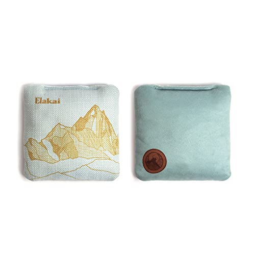Elakai Cornhole Bags All Weather Dual Sided Slick and Stick Regulation Size and Weight Set of 4 Regulation 6 in x 6 in - color: Light Blue Mineral