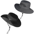 ZOORON Sun Hats for Men Women, Wide Brim Safari Hats UV Protection UPF50+ Waterproof Boonie Hats for Fishing Hiking Camping - color: 2pack-black+dark Gray