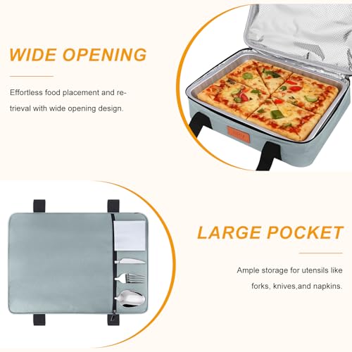 BBV Insulated Casserole Carrier for Hot or Cold Food, Food Warmer Bag Fits 9"x13" Baking Dish, Durable Nylon Leak Proof Food Containers for Travel, Potluck, Parties, Picnic, Cookouts (Grey) - color: Grey