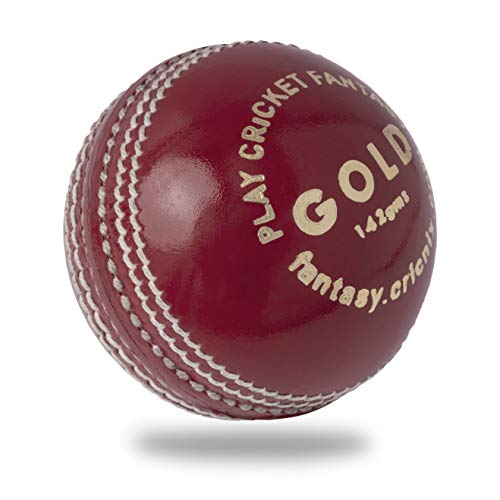 Gold Cricket Ball - 5oz Leather Ball for Cricket Net | Red Ball for Junior Sport Game - size: 1-Pack
