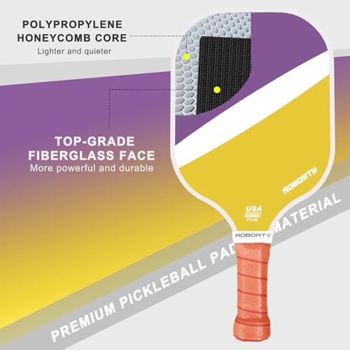 AOBORTY Pickleball Paddles 4 Pack - USAPA Light Graphite Premium Rackets Fiber Face & Polymer Honeycomb Core Pickleball Set with 4 Outdoor Indoor Balls Including Portable Carry Bag - color: Four-color