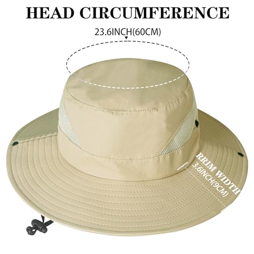 ZOORON Sun Hats for Men Women, Wide Brim Safari Hats UV Protection UPF50+ Waterproof Boonie Hats for Fishing Hiking Camping - color: 2pack-beige+navy