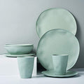 Morgiana 8 pcs Bamboo Sage Green Dinnerware Plates Set Reusable Camping Dish Set, Eco-Friendly Bamboo Plates, Cups, Bowls for 2 Person - color: Sage Green