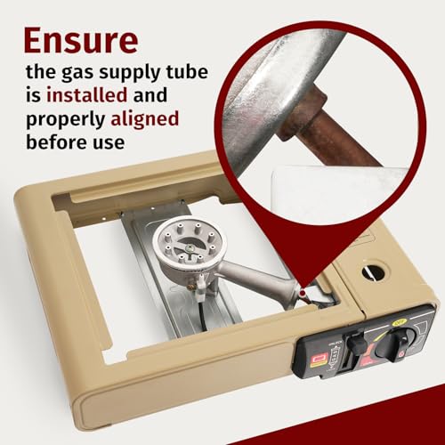 SHINESTAR Dual Fuel Camping Stove with Butane & Propane Compatibility, Portable Stove for Outdoor Cooking, Propane Adapter Hose, Wind Guard and Carrying Case Included (Fuel Not Included) - color: Khaki - 7800 BTU Dual Fuel with Windscreen