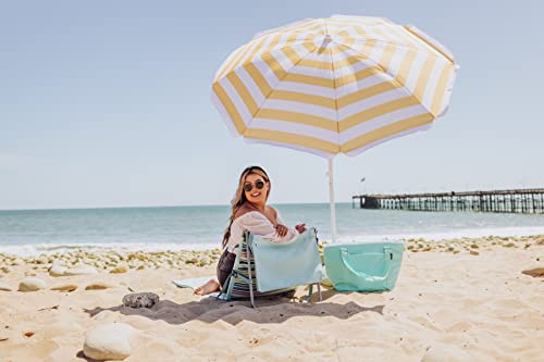 PICNIC TIME 5.5 Ft Portable Beach Umbrella, Lightweight UV Protection Sunshade with Tilt Pole & Carry Bag, Outdoor Canopy Umbrella for Beach, Sand, Pool, Patio, Camping, Travel, or Backyard Shade, (Yellow Cabana Stripe) - color: Yellow Cabana Stripe