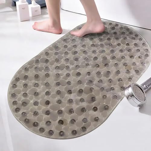 Anti-Slip Bathtub Mats Shower Bathroom Pad Floor Long Mat,Stone Texture Design with Large Suction Cup Bath Tub/Shower Room/Shower Safety Mats,BPA Free for Kids Bath Rugs/Bath Accessories