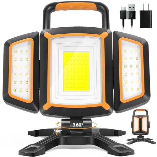 Tresda 30W Rechargeable Work Light, 3000 Lumen Magnetic Work Light Battery Powered, Waterproof Portable Cordless Job Site Lighting for Construction Site, Workshop, Garage, Camping, and Car Repairing - style: Magnetic Stand
