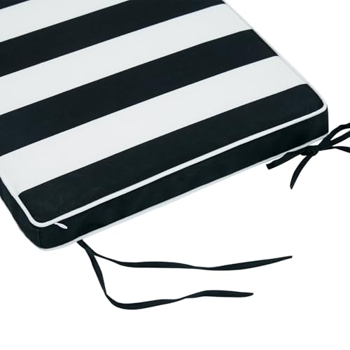 Magpie Fabrics Indoor Outdoor Waterproof Square Chair Cushion, 18" x 18" x 2.5", 2 Pack, Water Resistant Seat Cushions, for Patio Garden Office, Black White - color: Black White