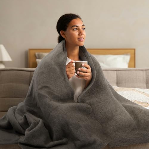 REDCAMP Wool Blanket, Warm and Thick Wool Camping Blanket- Great for Outdoors, Stadium Blanket, Picnics, Travel and Car, Machine Washable 86"x 63" Grey - color: 86"x 63" Grey
