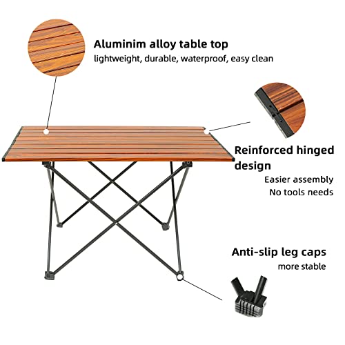 ROCK CLOUD Portable Camping Table Ultralight Aluminum Camp Table Folding Beach Table for Camping Hiking Backpacking Outdoor Picnic - color: Wood Grain, size: Large