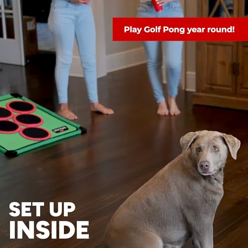 Golf Pong Game Set, Jumbo Backyard Lawn Game, Portable Indoor-Outdoor Chipping Golf Gift for Men, Women & Family