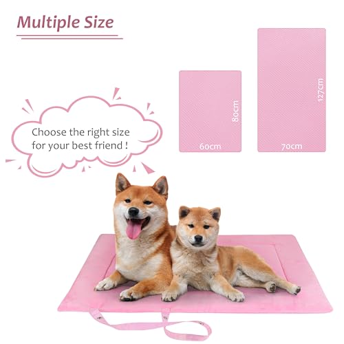 Catalonia Classic Waterproof Dog Mat, Portable Reversible Pet Travel Mat, Pet Cushion Pad with Handle for Small Medium Dogs Cats, Indoor or Outdoor, 80 x 60 cm, Pink - color: Pink, size: M(31.5x23.6 inch)
