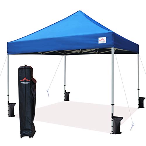 10'x10' Pop Up Canopy Tent Commercial Instant Shelter with Heavy Duty Roller Bag, 4 Canopy Sand Bags, 10x10 FT Blue - color: Blue