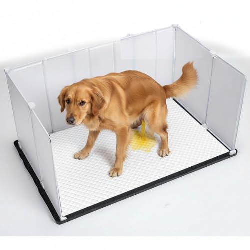 Litter Box Splash Guard, Litter Box Pee Shields for Dogs, Easy to Clean Indoor Dog Fence with Puppy Pee Pad Holder Tray Fits