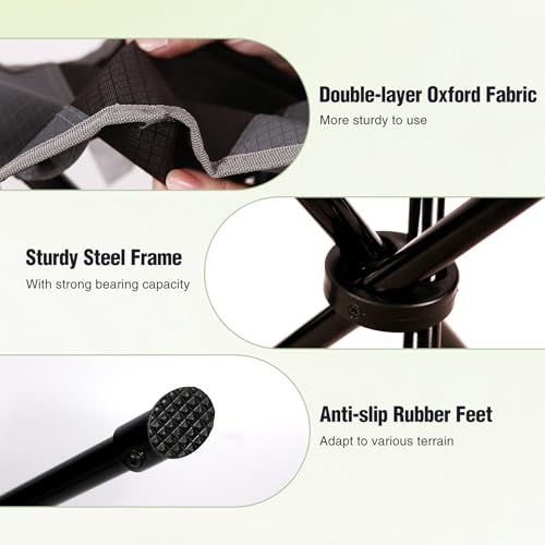 REDCAMP Folding Camping Chair for Spectator Portable, Lightweight 3 Legged Tripod Camping Stools for Adults Fishing Backpacking Hunting, 17 Inch Tall, Black - color: Black, style: Basic