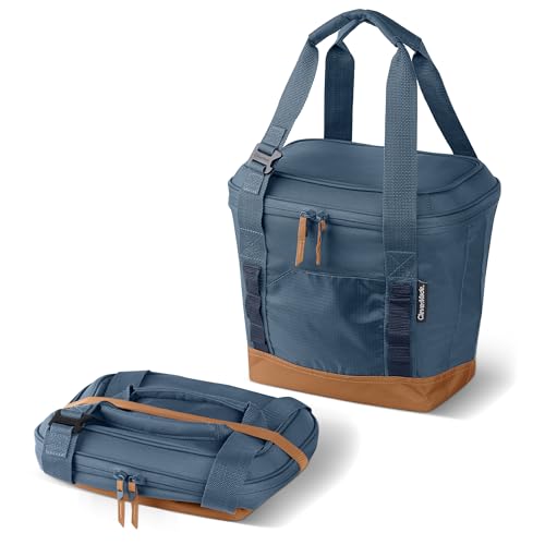 CleverMade Pacifica Collapsible Cooler Bag – Small Portable Cooler Bag for Travel, Foldable Insulated Cooler for Beach, Picnic & Road Trips, Holds Up to 18 Cans, Leakproof Soft Carry Cooler - Ocean - color: Ocean Cognac, size: Small