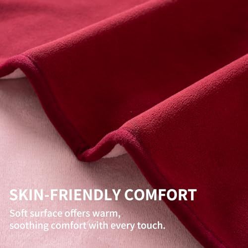 QiyI Waterproof Blanket for Bed Couch Sofa, Small Washable Reversible & Reusable Pet Dog Cat Throw Blanket, Leakproof Stain Resistant Sofa Cover, 40"x60", Burgundy/Pink - color: Burgundy/Rose Pink, size: 40"×60"