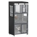 Catio Cover, 37.5" L x 27" W x 74.5" H Waterproof Cover for Outdoor Cat Enclosure, 420D Cat Cage Cover for PawHut Wooden Catios, Black (Catio Not Included) - size: 37.5"L x 27.0"W x 74.5"H