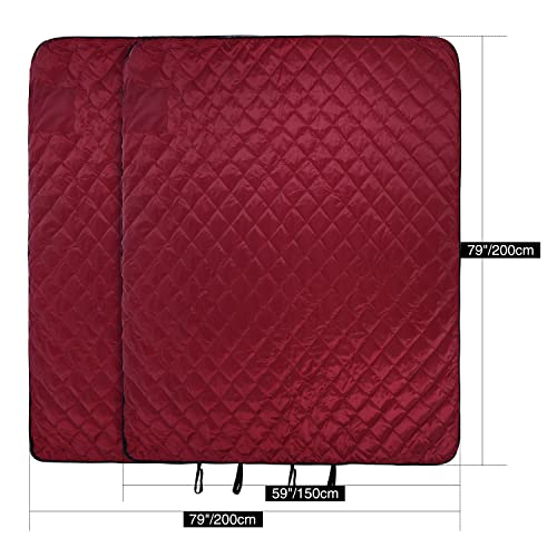 REDCAMP Large Warm Blanket with Sherpa Lining, Cold Weather Outdoor Blanket Windproof for Camping Stadium, Machine Washable 79"x 79" Red - color: 79"x 79" Red