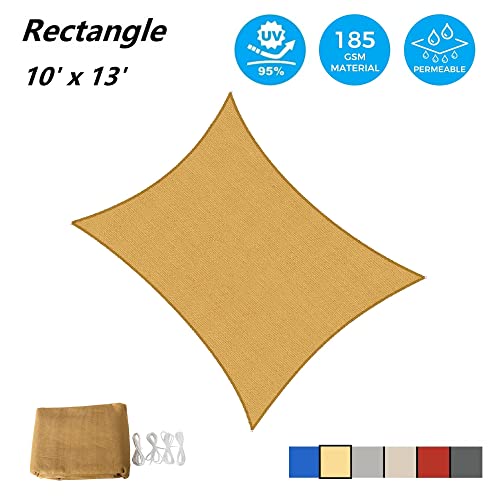 Asteroutdoor Sun Shade Sail Rectangle 10' x 13' UV Block Canopy for Patio Backyard Lawn Garden Outdoor Activities, Sand - color: Sand, size: 10' x 13'
