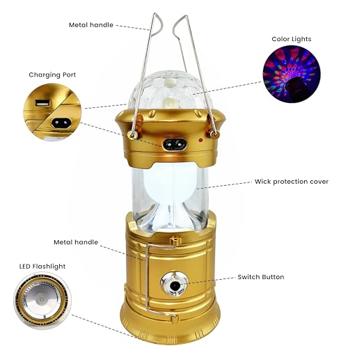 Rechargeable LED Camping Lantern - Waterproof & RGB Tent Light with Phone Charger for Outdoor, Emergency, Hurricane, Storm, Power Outage (3 Light Modes) - style: Party – RGB Light