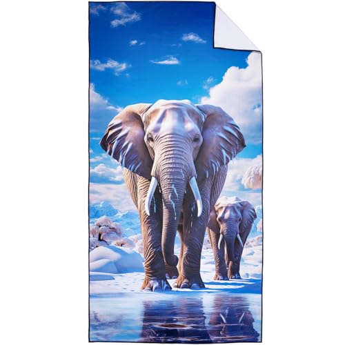Glacier Elephant Beach Towel Oversized 36" x 72", Thin Lightweight Sand Free Quick Dry Microfiber Towel for Swimming Pool Cruise Camping Travel - color: Color_5