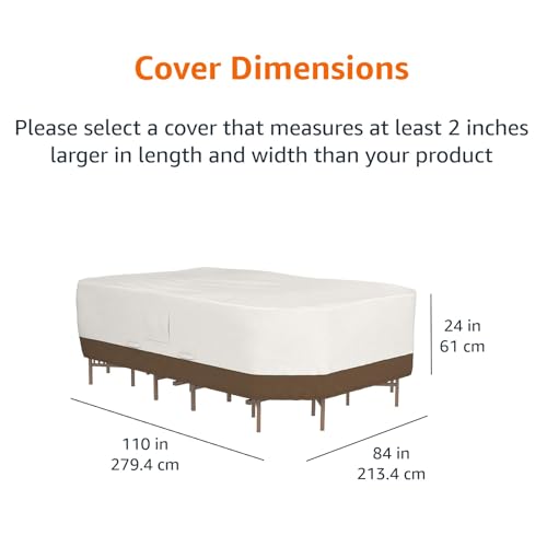 Amazon Basics Outdoor Patio Furniture Cover, Waterproof, UV Resistant, Weather Protection with Secure Straps, Large, Beige/Tan, 110" x 84" - size: 110"x84"
