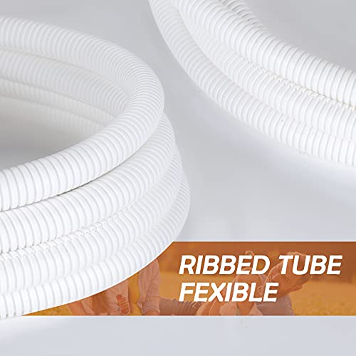 ZhiYo 20FT 1/2” Wire Loom Split Tubing Auto Wire Conduit Flexible Cover | High Temperature Heat Resistant -40F to 257F | Plastic Cover for Electrical Wires & Cables, White - color: White, size: 20FT 1/2"