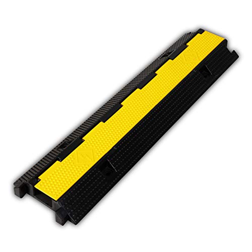 1 Pack Rubber Cable Ramp Hose Cable Protector Ramp 1 Channel 22000Lbs Load Capacity Traffic Speed Bump Wires Power Lines Extension Cord Cover for Indoor Outdoor - color: 22000Lbs-1Channel-1Pack