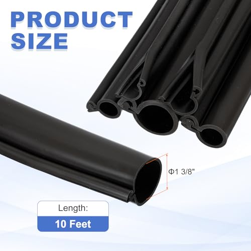 MECCANIXITY 10ft Cable Management Sleeve, 1 3/8 Inch ID Flexible Cord Wires Hider Cover Insulation Snap-fit Protector for Substation, High-Voltage Electrical Networks, Black - size: 1 3/8 Inch