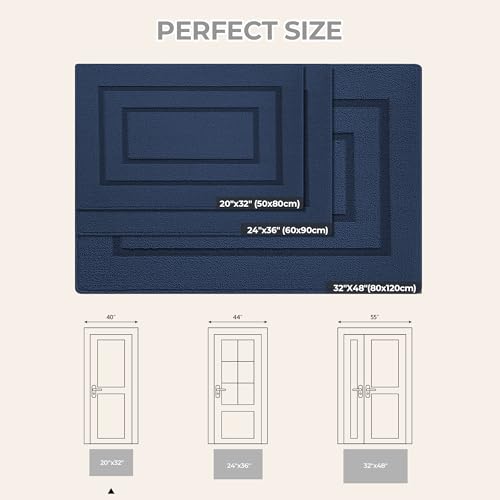 GRANNY SAYS Front Door Mat Outside Entrance, Welcome Matt Indoor Non-Slip, Door Mats for Outdoor, Entryway Front Porch Matt Low Profile Resist Dirt Easy to Clean, 32" x 20", Deep Blue - color: A-deep Blue, size: 1'8" x 2'8" (Rectangular)