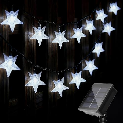 Twinkle Solar Star String Lights Outdoor Waterproof Fairy Lights 39FT 100 LED with 8 Lighting Modes for Camping Garden Wedding Party Tree Holidays Backyard Patio (Cool White) - color: Cool White