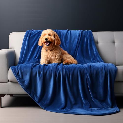 Queen Size Waterproof Blanket – Stain-Proof, Spill-Proof Flannel Blanket for Bed, Couch, Kids & Pets Protection, Reversible Splash-Proof Design (Navy Blue & Abyss Green, 80x90) - color: Navy Blue & Abyss Green, size: Queen