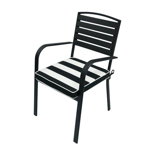Magpie Fabrics Indoor Outdoor Waterproof Square Chair Cushion, 18" x 18" x 2.5", 2 Pack, Water Resistant Seat Cushions, for Patio Garden Office, Black White - color: Black White