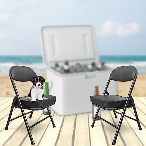 Mini Folding Chair, Garage Stool, Portable Camping Chair with Padded Seat, Lightweight and Compact Lawn Chair, for Patio, Garage, Camping, Fishing, Hiking, Hunting, Picnic, Beach, Black - color: Black