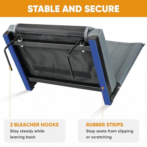 APEXUP Stadium Seats with Back Support, Portable Bleacher Seat with Large Pocket and Cup Holder, Wide Stadium Chair for Sports Events and Concerts - color: Grey