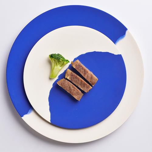 MORGIANA Bamboo Dinnerware Set, 8-Pieces Reusable Tableware Set, Eco-Friendly Plates, Cups, Bowls for Camping Picnic Outdoor Party (blue & white) - color: Blue & White