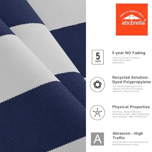 ABCCANOPY 5-Year 10-Year No Fading 9FT 3 Tiers Patio Umbrella, Outdoor Table Umbrella with 8 Sturdy Ribs for Deck, Backyard, Garden, Yard - color: Navy Stripe, size: 9FT, style: 5 Year Non Fading