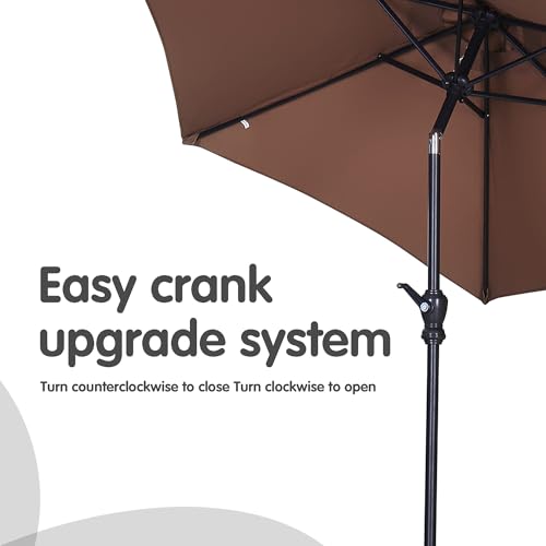 GDY 7.5FT Patio Umbrella Outdoor Table Umbrella,Market Umbrella with Push Button Tilt and Crank for Garden, Lawn, Deck, Backyard & Pool (Coffee) - color: Coffee, size: Umbrella Only