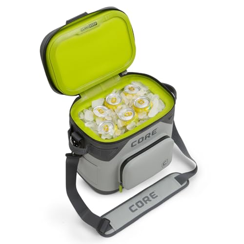 CORE Magnetic Leak Proof Soft Cooler with Waterproof Zipper | Insulated Bag Portable Ice Chest Box | Best Soft Cooler for Food & Beverages for Tailgating, Car Camping, Travel, and Family Beach Picnics - color: Shadow Gray, size: 12 Can