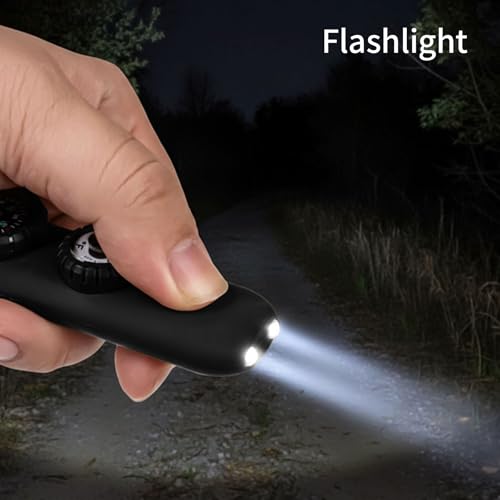 Multifunctional Survival Emergency Whistle for Kids with Compass Hiking Survival, Thermometer & Neck Lanyard | Emergency Safety Gear for Hiking, Camping, Kayaking, Boating, Climbing - color: obsidian black2pcs