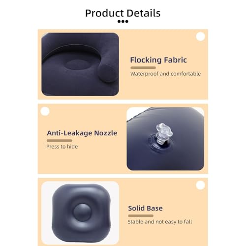 Inflatable Lounge Chair – Flocking PVC 73x73x52cm | Flocked Lounger Seat Lightweight Air Sofa | Portable Blow Up Chair for Outdoor Beach Pool Stadium Travel Living Room and Bedroom Use - color: Purplish Blue