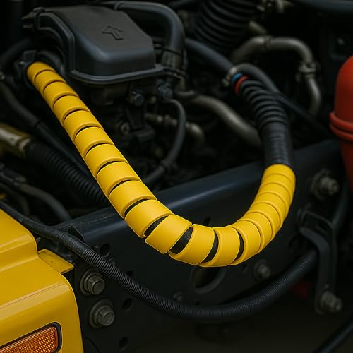 Electriduct 5/8 Inch Heavy Duty Spiral Wrap HDPE Flexible Plastic Cable Sleeve Hose Protector 25 Feet - Yellow - color: Yellow, size: 0.64 in - 25 ft