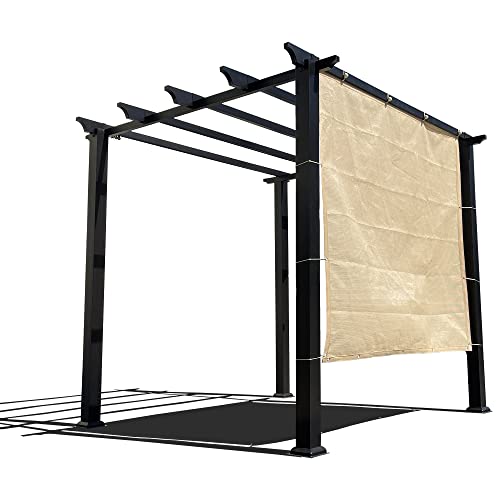 Sun Shade Privacy Panel with Grommets on 4 Sides for Patio, Awning, Window Cover, Pergola or Gazebo (Banha Beige, 8' x 8') - color: Banha Beige, size: 8' x 8'