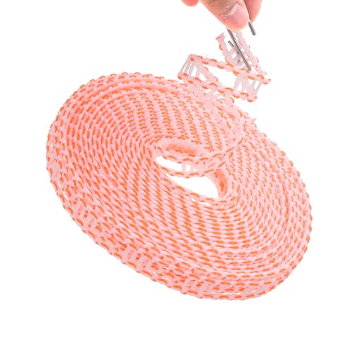 uxcell Windproof Clothesline, 5M 16.4ft Plastic Non-Slip Clothes Drying Rope Portable Travel Clothesline for Courtyard Outdoor Laundry Camping, Orange - color: Orange, size: 16.4ft