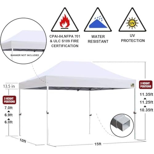 Eurmax USA 10x15ft Pop Up Canopy, Commercial Instant Tent for Outdoor Events, Patented No-Tip Rolling Storage Bag with 4 Sandbags,UV & Water Resistant,Heavy Duty Portable Shelter Gazebo,Orange - color: Orange, size: 10x15