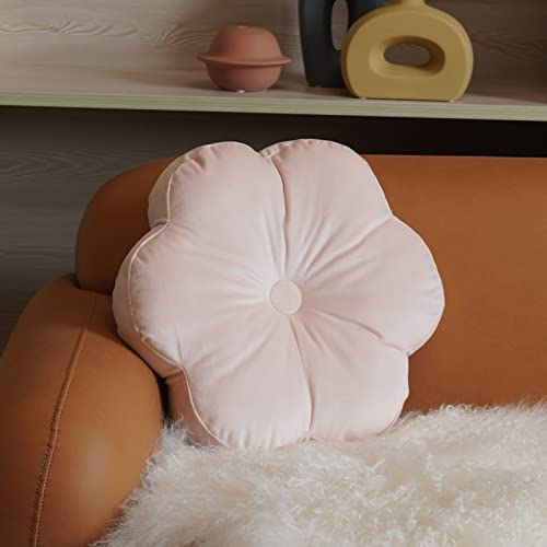 ARTMAGIC Flower Shaped Velvet Decorative Throw Pillow Cushion Ultra Soft Cute Floor Pillow for Couch Bed Sofa (Light Pink) - color: Light Pink