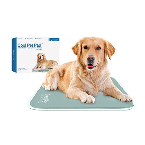 The Green Pet Shop Cool Pet Pad - Large, Sage Grey - Self-Cooling, Pressure Activated Mat for Dogs & Cats from 46-80 lbs - Non-Toxic Gel, No Water Needed - color: Sage Grey, size: Large